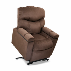 Golden Technologies Cloud Plus With MaxiComfort Power Lift Recliner in brown, side view showcasing reclining feature