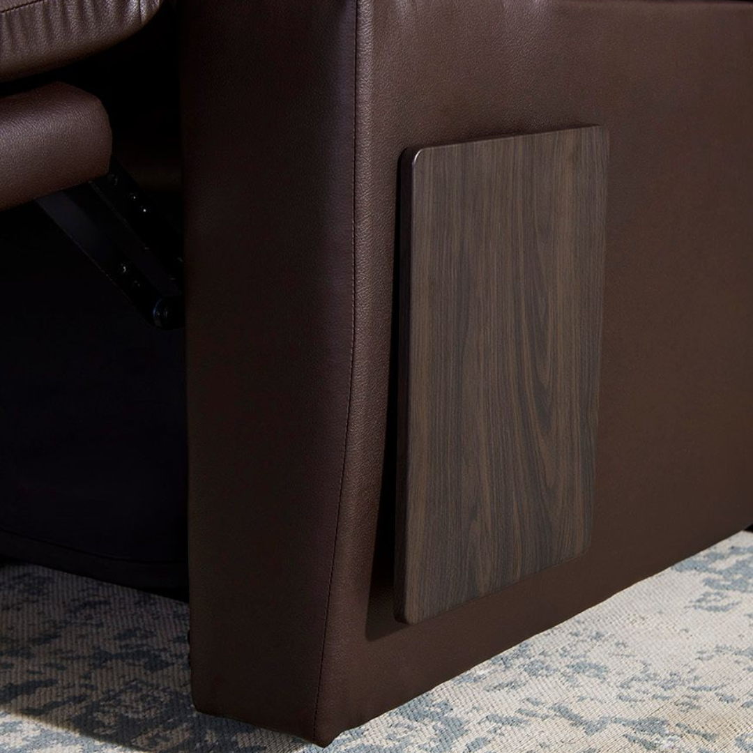 GOLDEN TECHNOLOGIES Cloud Plus With MaxiComfort Power Lift Recliner brown side panel close-up