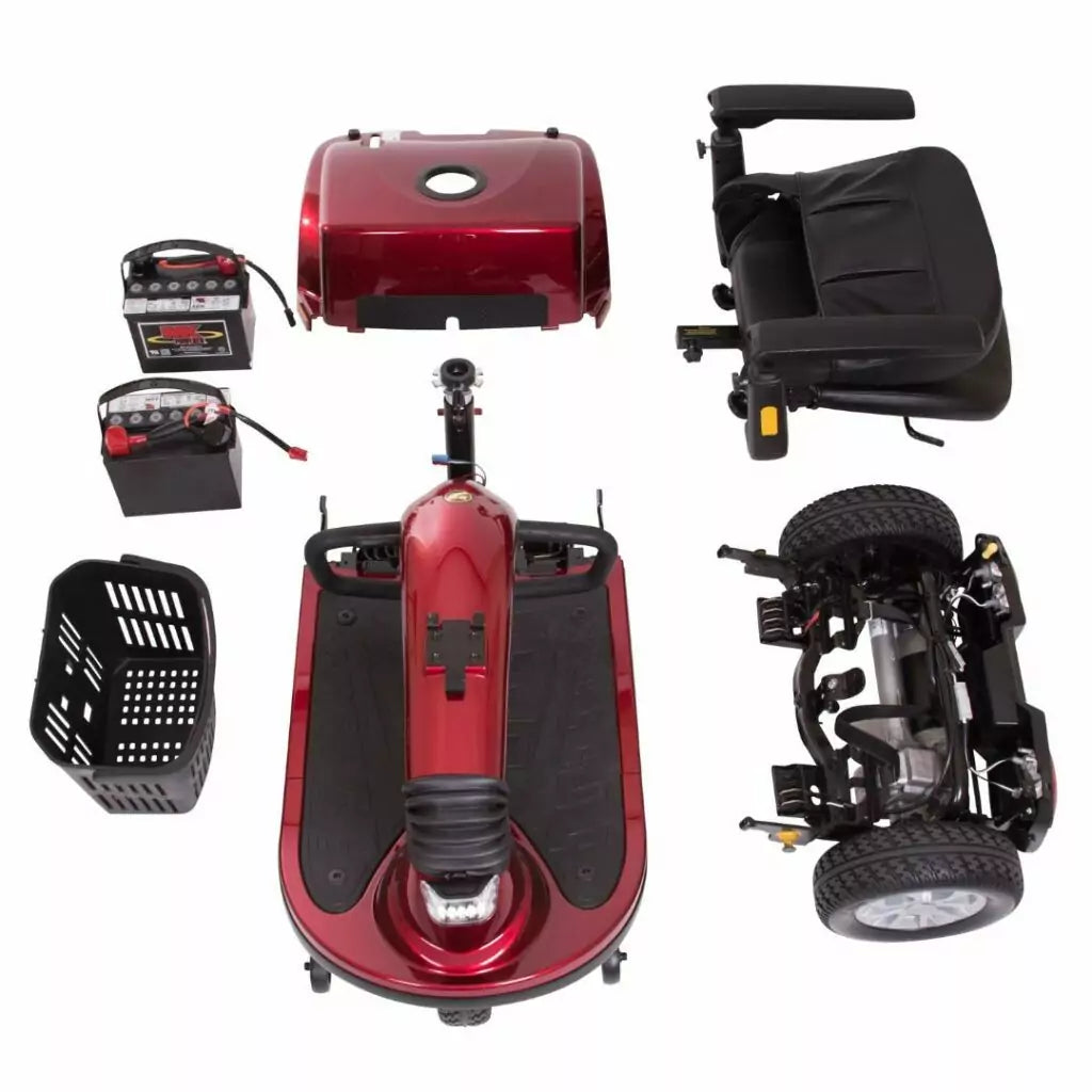 GOLDEN TECHNOLOGIES Companion 3 wheel Mobility Scooter disassembled with batteries and seat components