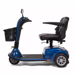 GOLDEN TECHNOLOGIES Companion 3 wheel Mobility Scooter in blue with a comfortable seat and storage basket