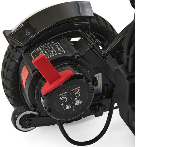 GOLDEN TECHNOLOGIES Cricket Carbon Fiber Foldable Electric Power Chair rear motor view