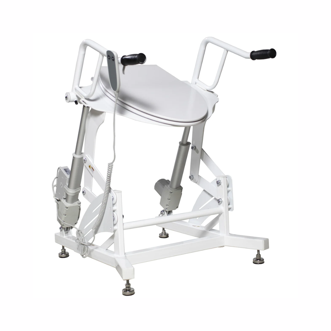 DIGNITY LIFTS BASIC TOILET LIFT with sturdy frame and safety handles for easy bathroom access