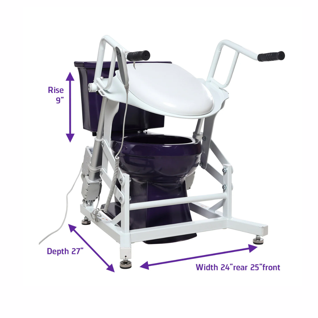 DIGNITY LIFTS BASIC TOILET LIFT with adjustable rise of 9 inches for enhanced accessibility and comfort