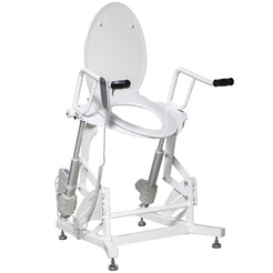 DIGNITY LIFTS BASIC TOILET LIFT white adjustable seat with armrests and remote control