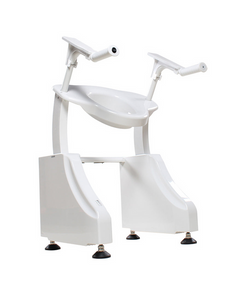 White DIGNITY LIFTS DELUXE TOILET LIFT with sturdy armrests and adjustable height support