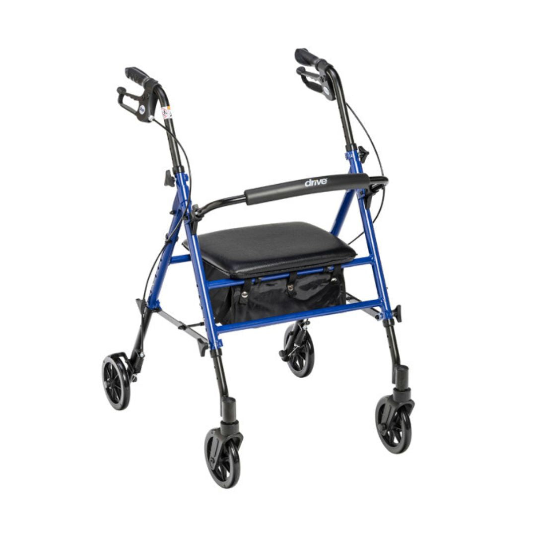 Drive Adjustable Height Rollator RTL10261BL in blue with a comfortable seat