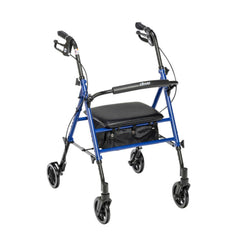 Drive Adjustable Height Rollator RTL10261BL in blue with a comfortable seat