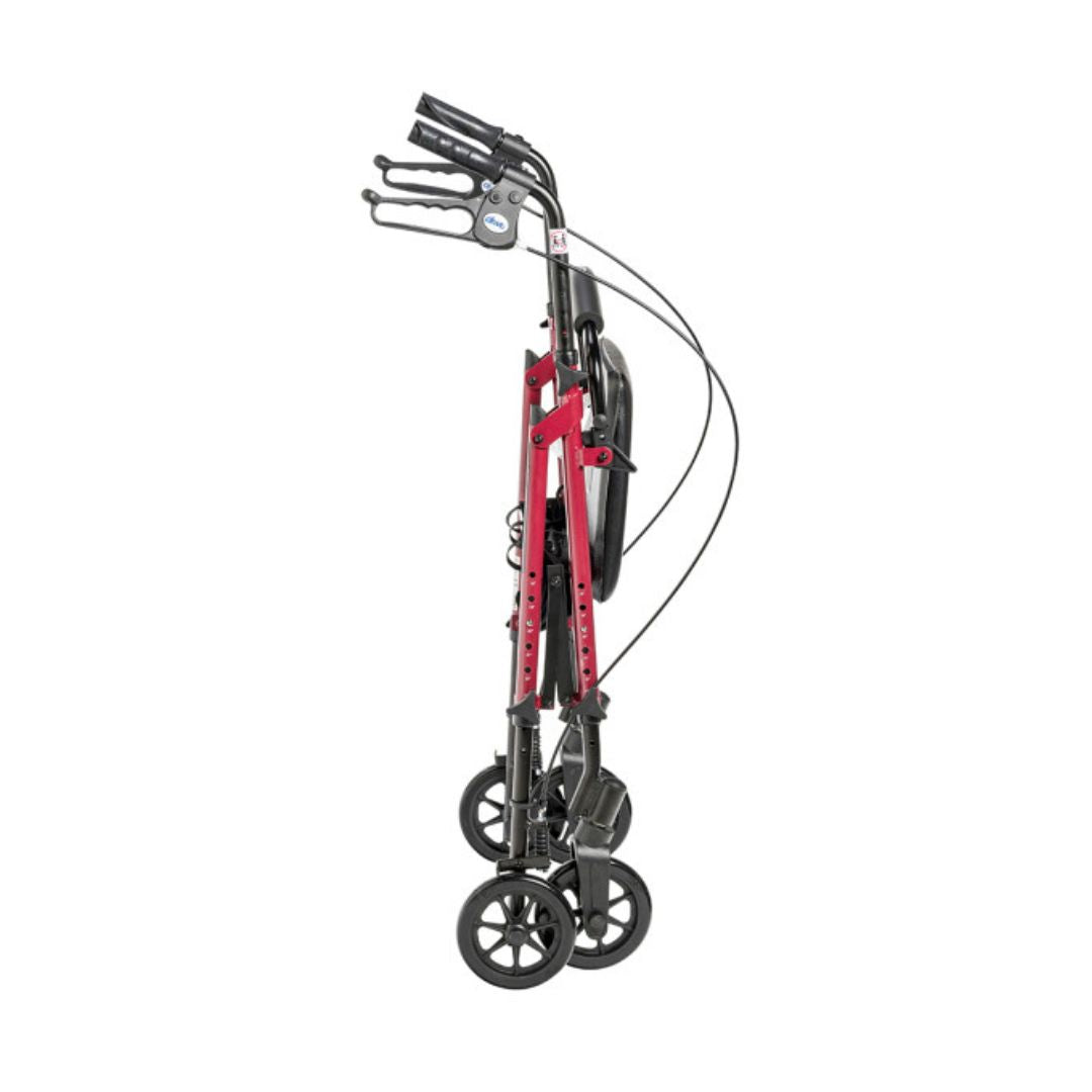 Drive Adjustable Height Rollator RTL10261BL in red, folded for easy storage