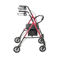 Drive Adjustable Height Rollator RTL10261BL in red with ergonomic handles and seat