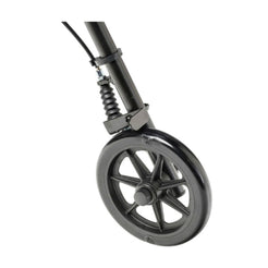 Drive Medical Drive Adjustable Height Rollator RTL10261BL in black, close-up of wheel and braking system