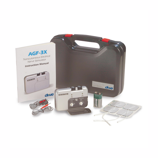 Drive Medical Deluxe Dual Channel TENS Horizontal Design AGF3X with manual and accessories