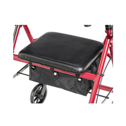Drive Medical Aluminum Foldable Rollator Walker with comfortable padded seat in red
