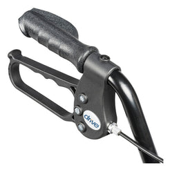 Drive Medical Aluminum Rollator With Back Support And Padded Seat close-up of hand brake