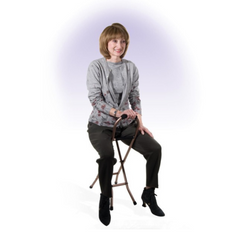 Drive Medical Cane Sling Seat Folding RTL10360 with a woman sitting comfortably