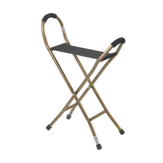 Drive Medical Cane Sling Seat Folding RTL10360 in gold, portable seating option