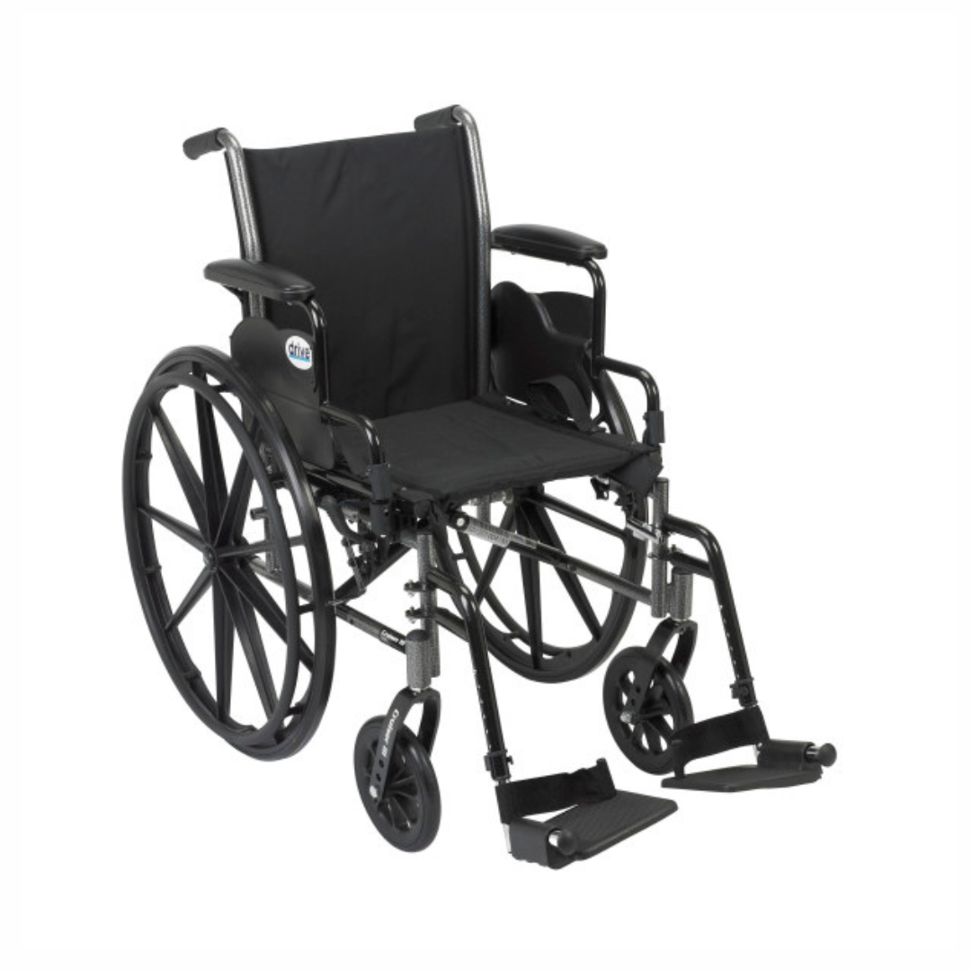 Drive Medical Cruiser III Wheelchair in black with adjustable footrests