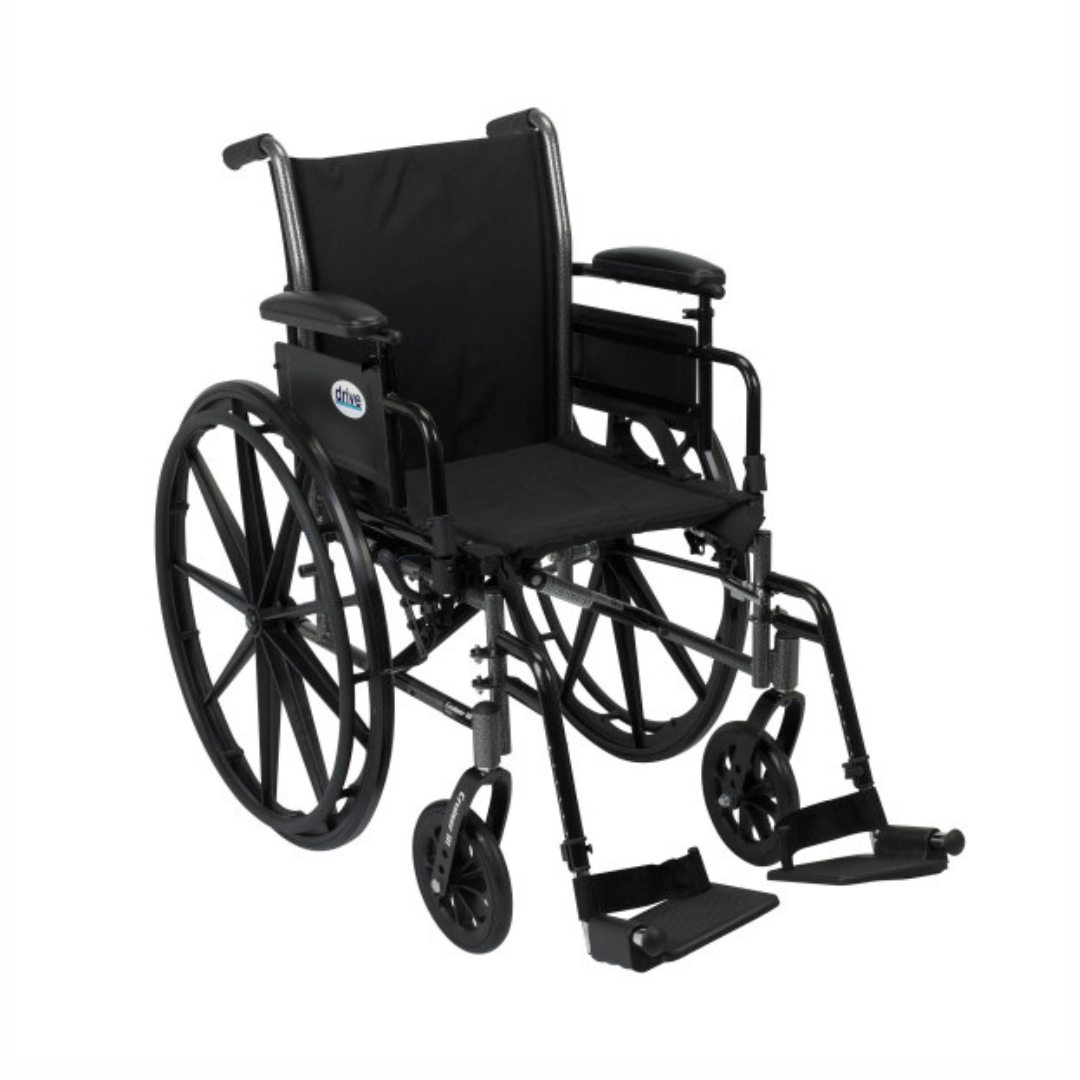Drive Medical Cruiser III Wheelchair in black with swing-away footrests
