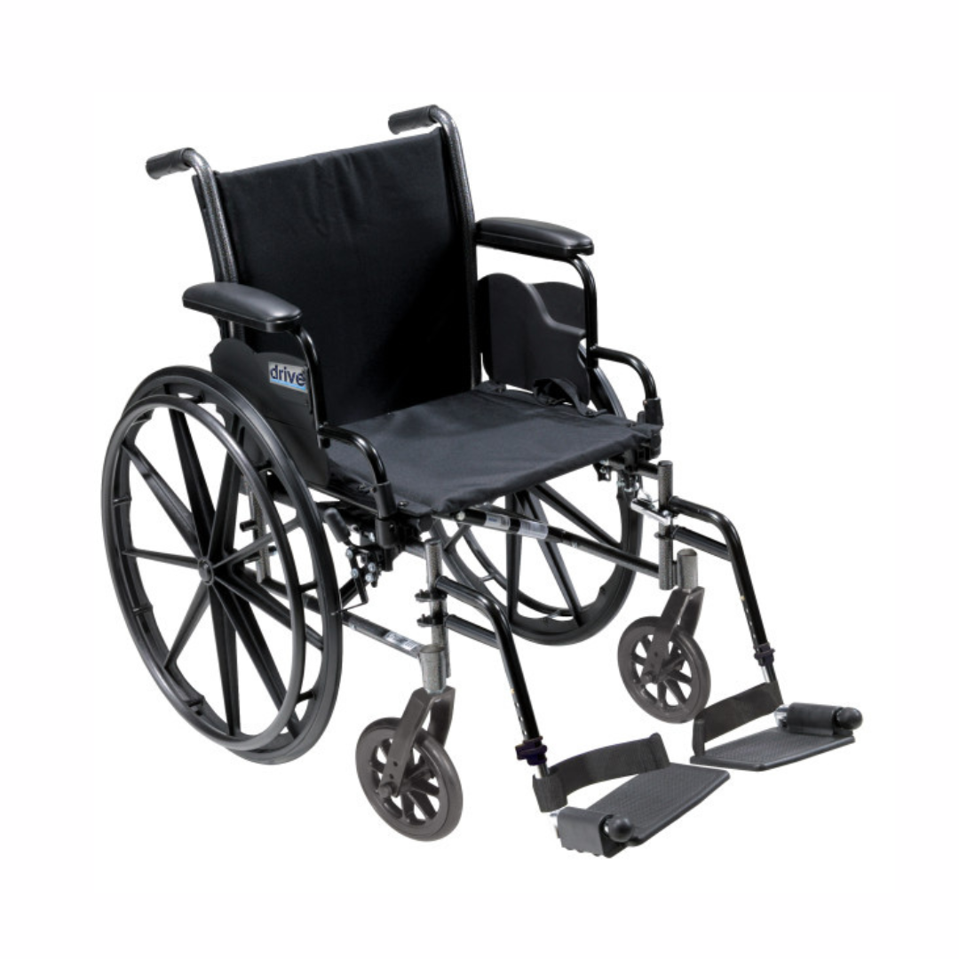 Drive Medical Cruiser III Wheelchair in black, side view with footrests