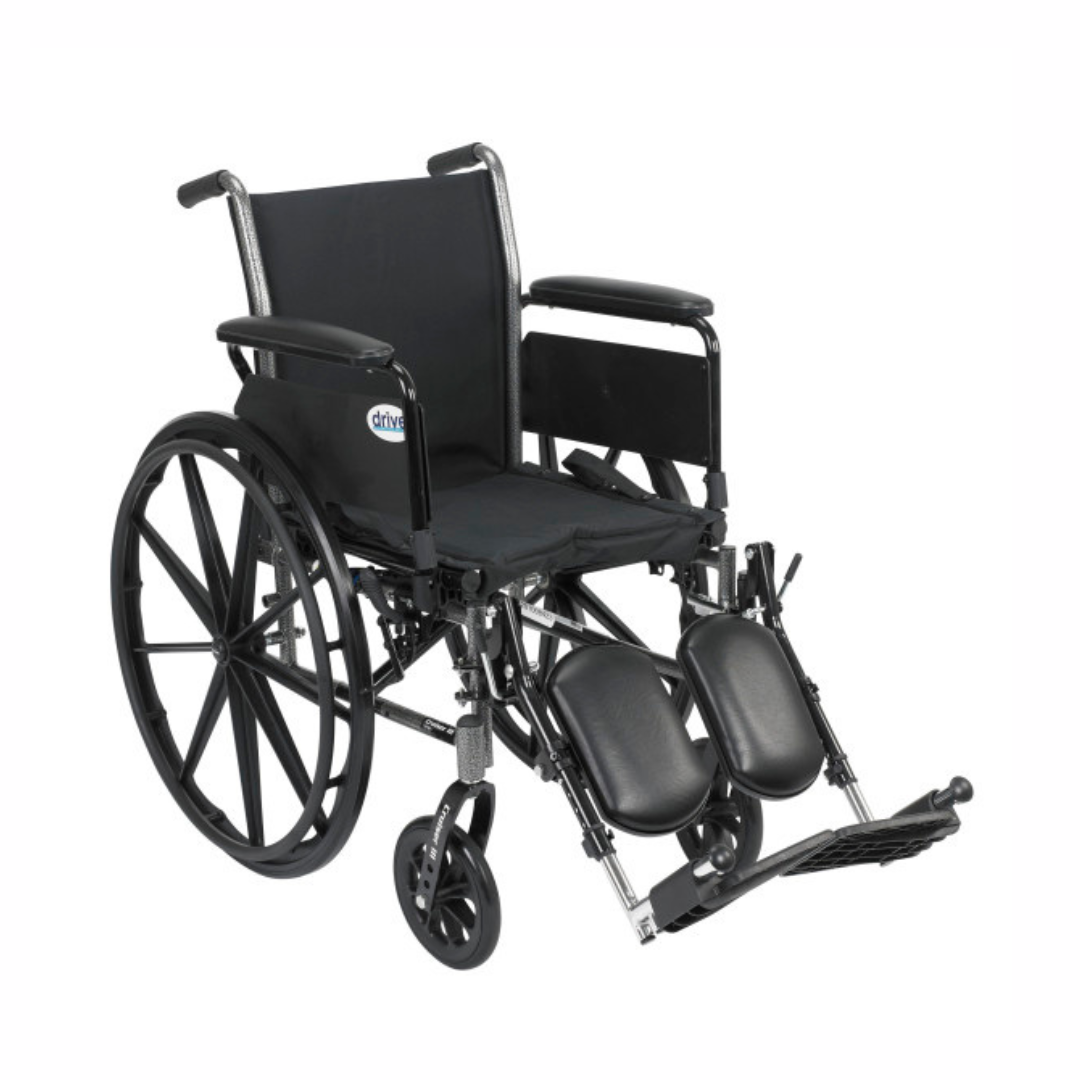 Drive Medical Cruiser III Wheelchair in black with footrests and armrest