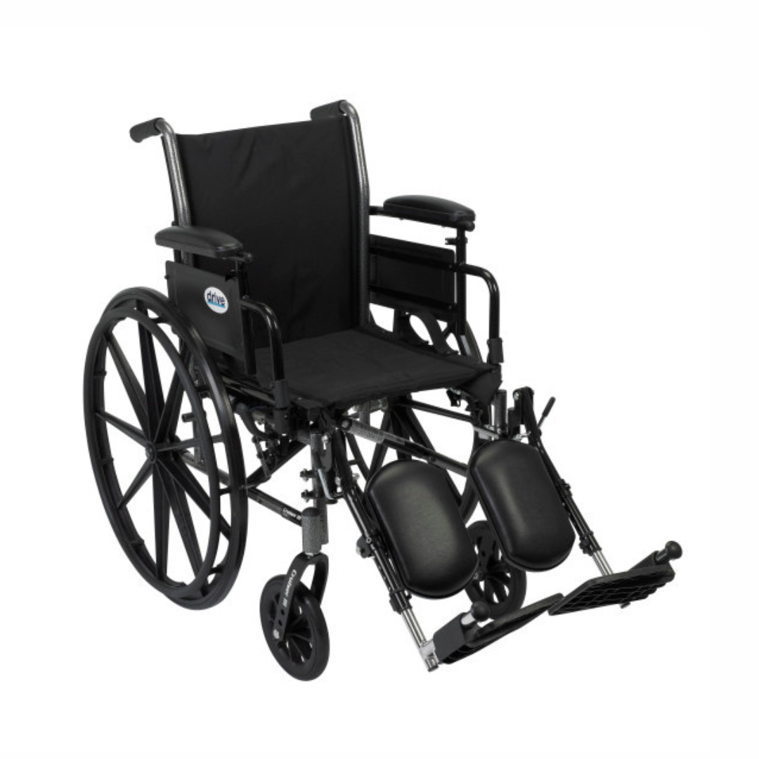 Drive Medical Cruiser III Wheelchair in black with footrests and armrests