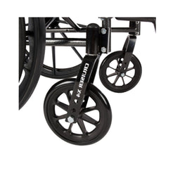 Drive Medical Cruiser X4 Lightweight Wheelchair close-up view of black wheel assembly
