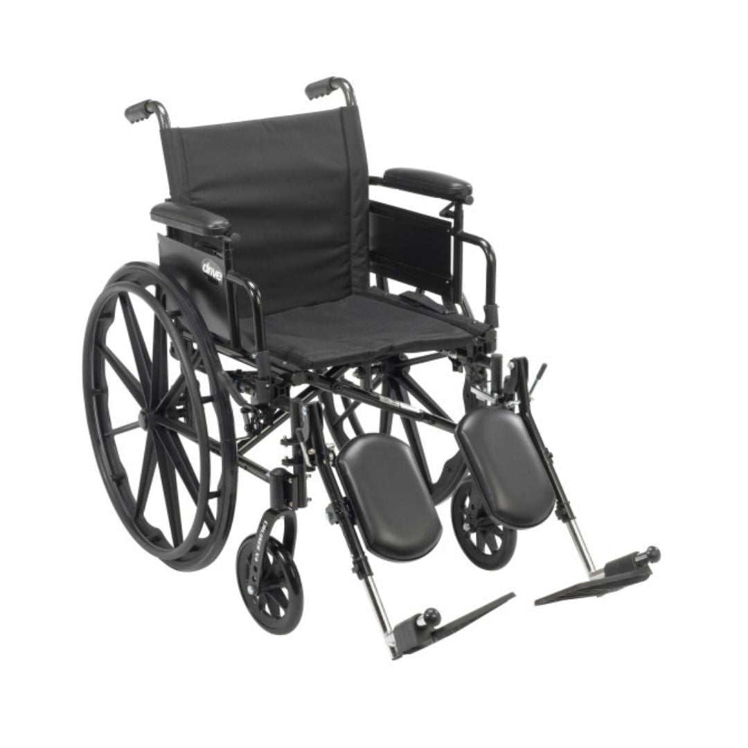 Drive Medical Cruiser X4 Lightweight Wheelchair in black with removable footrests