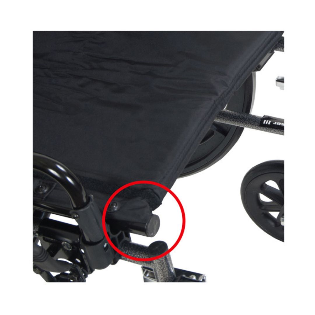 Drive Medical Cruiser X4 Lightweight Wheelchair side view showing seat fabric and frame details