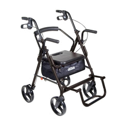 Drive Medical Duet Rollator Transport Chair 795BK in black for mobility assistance