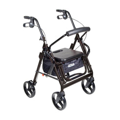 Drive Medical Duet Rollator Transport Chair 795BK in black with ergonomic grips and seat