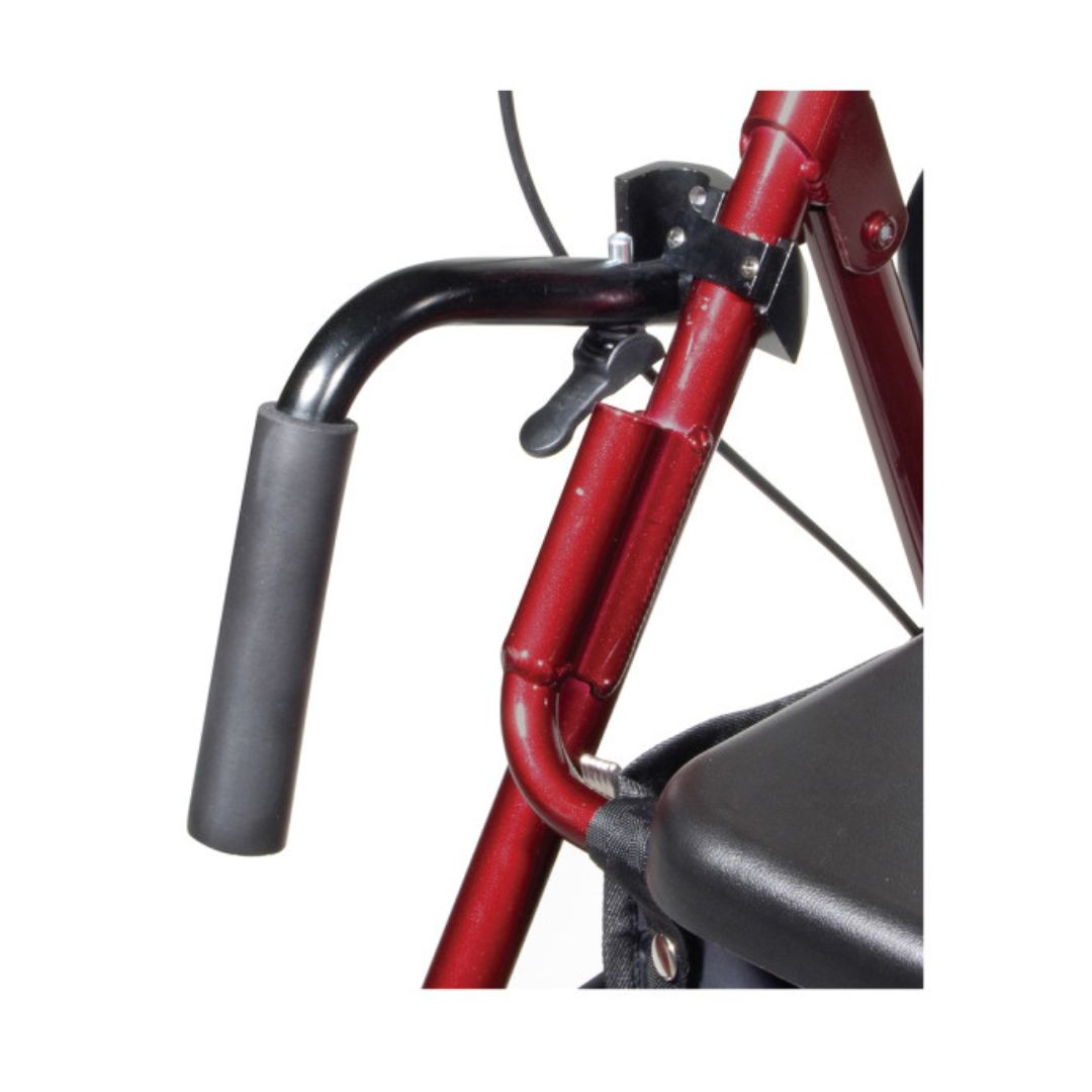 Drive Medical Duet Rollator Transport Chair 795BK in red with ergonomic grips