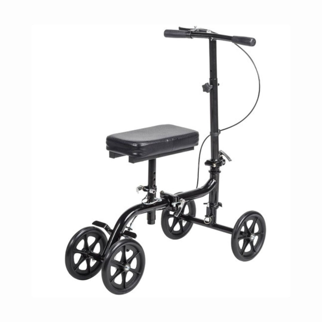 Drive Medical Economy Folding Knee Walker RTL799 in black, ideal for mobility assistance
