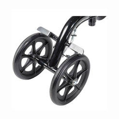 Drive Medical Economy Folding Knee Walker RTL799 with black wheels in close-up view