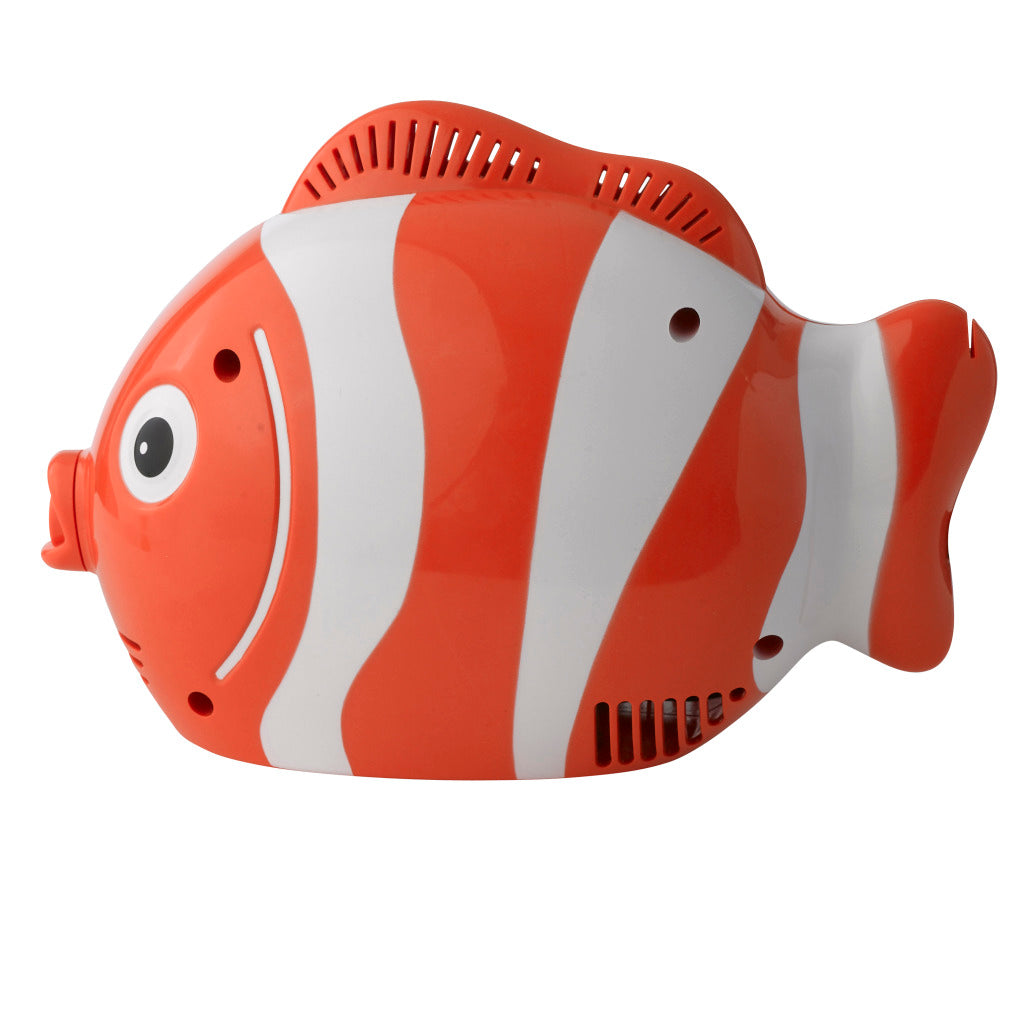 Drive Medical Fish Pediatric Compressor Nebulizer in orange and white clownfish design for kids