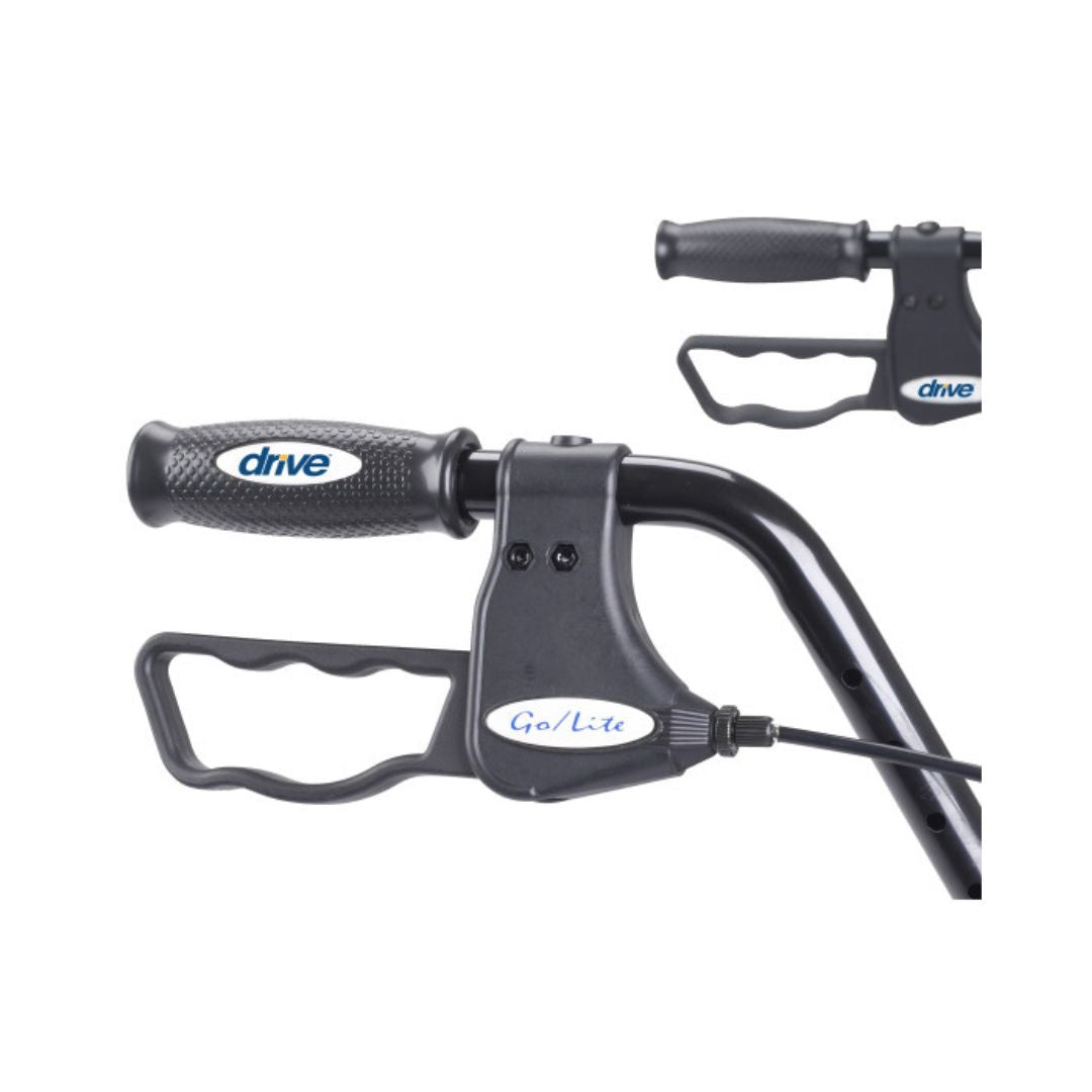 Drive Medical Go Lite Bariatric Steel Rollator with ergonomic handles for easy grip