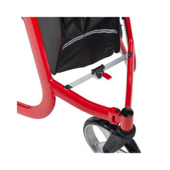 Drive Medical Nitro 3 Wheel Rollator RTL10266TWHL in red with storage bag view
