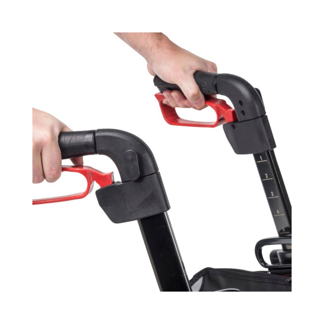 Drive Medical Nitro 3 Wheel Rollator RTL10266TWHL with Red Hand Brakes in Action