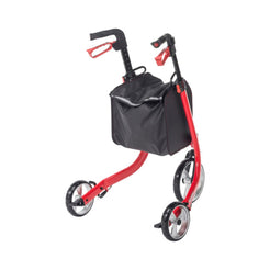 Drive Medical Nitro 3 Wheel Rollator RTL10266TWHL in red with a storage