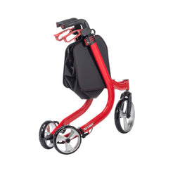 Drive Medical Nitro 3 Wheel Rollator RTL10266TWHL in red, showing folded view for easy storage
