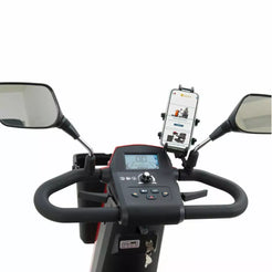 Eagle 4 Wheel Mobility Scooter control panel with mirrors and smartphone holder for easy navigation