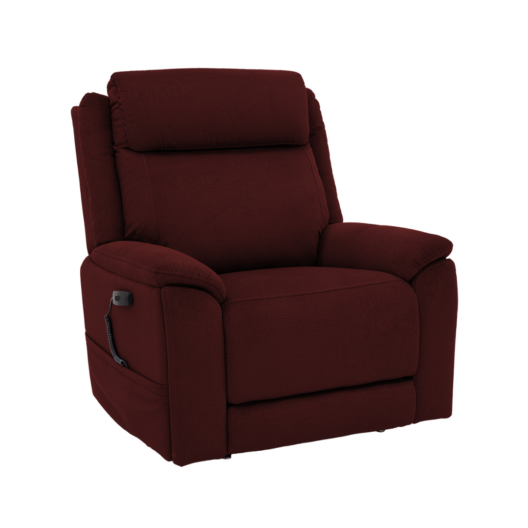 Pride Mobility Evolution Collection Medical Lift Chairs LC435XL in burgundy, side view showcasing comfort