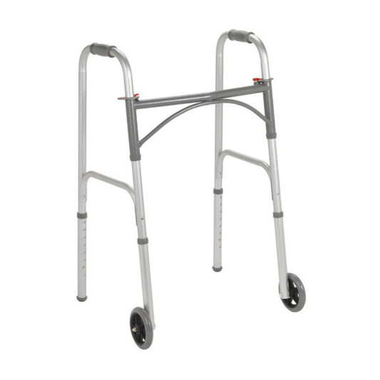 Drive Medical Folding Walker Adult Two Button with 5 Wheels for enhanced mobility and support