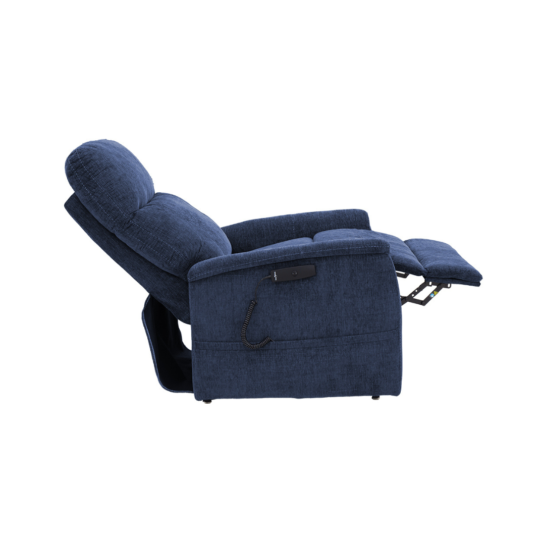 Pride Mobility Genesis Collection Lift Chairs LC150M in blue reclining position