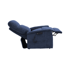 Pride Mobility Genesis Collection Lift Chairs LC150M in blue, positioned in reclining mode