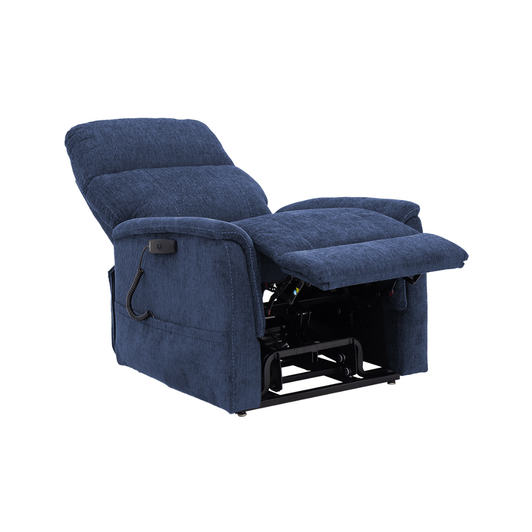 Pride Mobility Genesis Collection Lift Chairs LC150M in blue, reclined view for comfort and support
