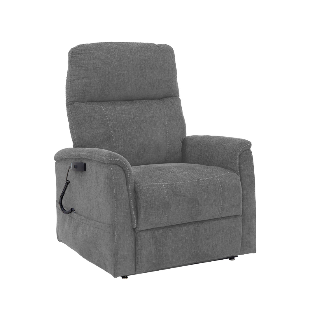 Pride Mobility Genesis Collection Lift Chairs LC150M in gray, recliner chair seen from the side