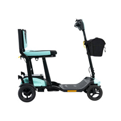 Go Go Super Portable Mobility Scooters in teal and black with a compact design for easy transport