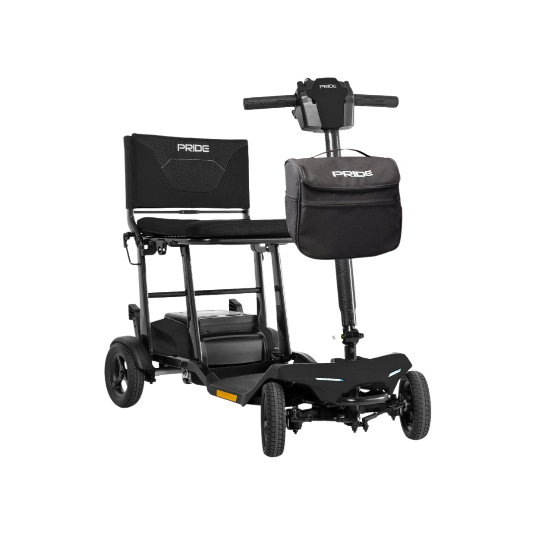 Go Go Super Portable Mobility Scooters by Pride Mobility with a compact design and comfortable seat