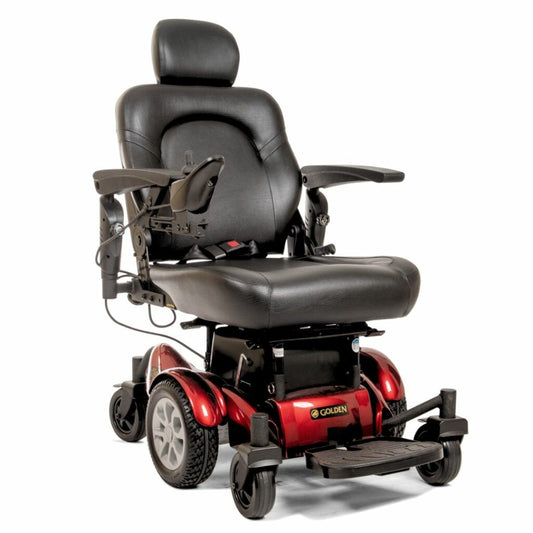 Golden Technologies Compass HD Heavy Duty Electric Power Chair in red with comfortable seating