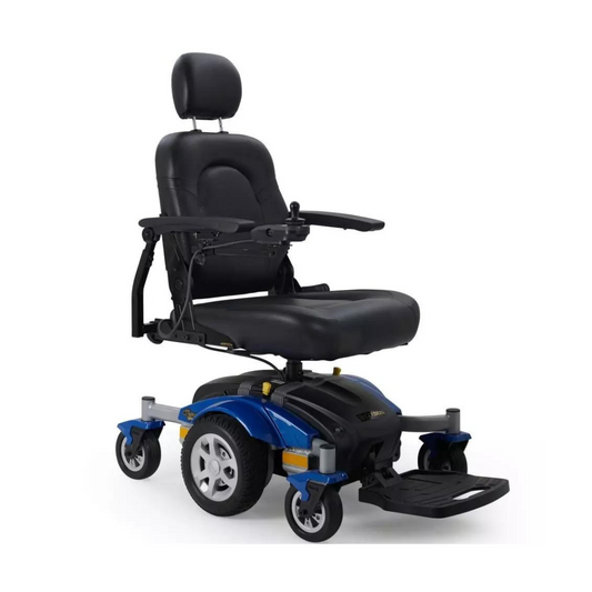 GOLDEN TECHNOLOGIES Compass Sport Indoor & Outdoor Electric Power Chair in blue with adjustable features