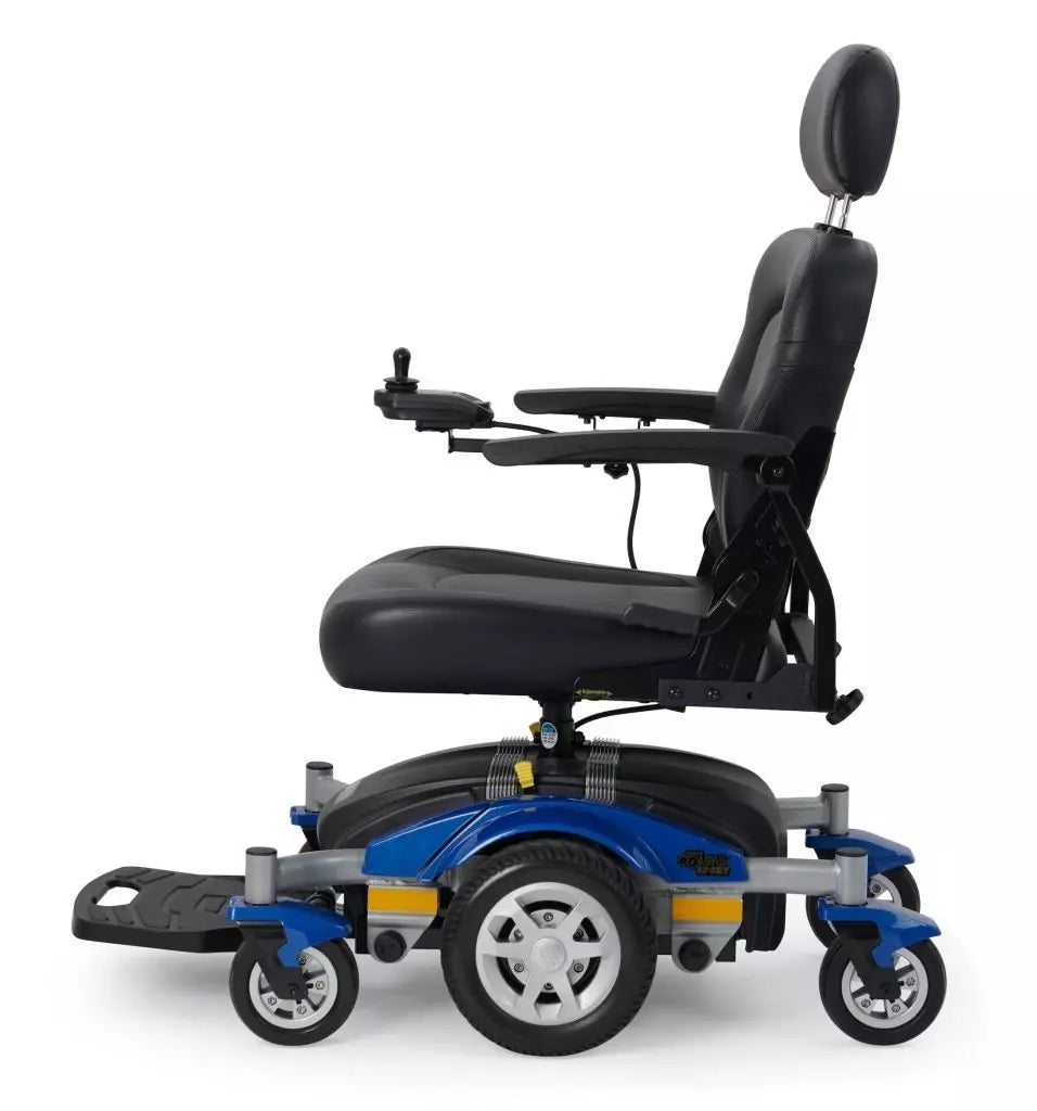 Golden Technologies Compass Sport Indoor & Outdoor Electric Power Chair in blue profile view
